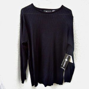 Sag Harbor Navy Long Sleeve Scoop Neck Sweater Top